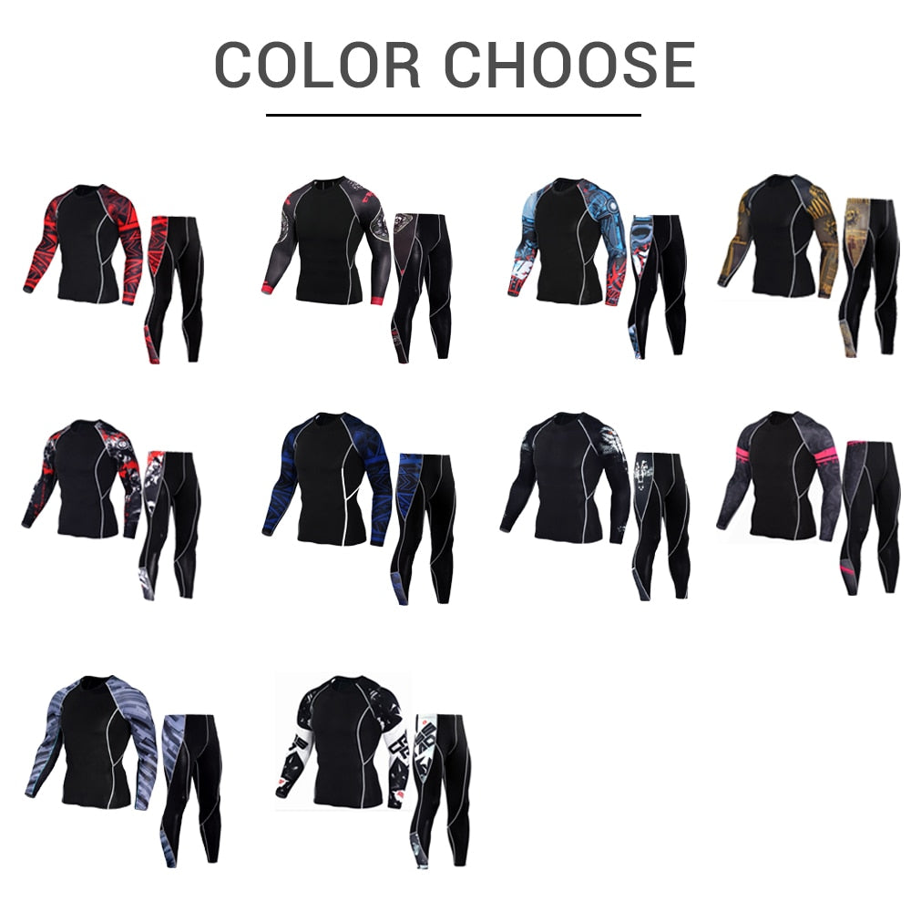 HEROBIKER Men Motorcycle Jacket +Pants Quick Dry Sport Suit Running T-shirt Set  Breathable Tight Long Tops &amp; Pants for Summer