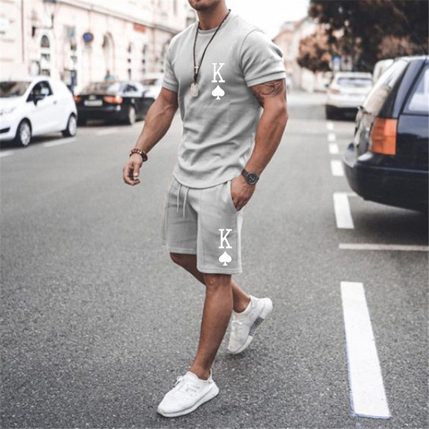 Summer Men's Sets T Shirt And Shorts Fashion Digital Printing Tow-Piece Casual Clothes Men's Beach Wear