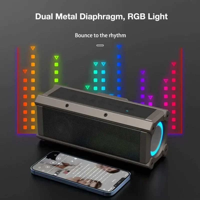 100W Wireless Bluetooth Speaker Portable Pillar Subwoofer RGB Lightweight Speaker Outdoor Waterproof
