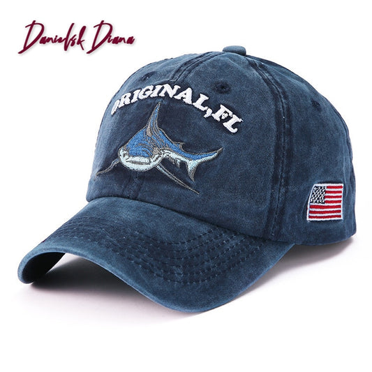 2020 Real Dad Hat Hot Style Baseball Cap Hat Popular Cartoon Water Embroidered Sharks Europe And The Men's