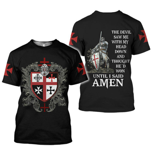 3D Knight Templar T-shirt Printed Clothing Harajuku Summer 2021 New Product Best Selling Men&#39;s Short Sleeve